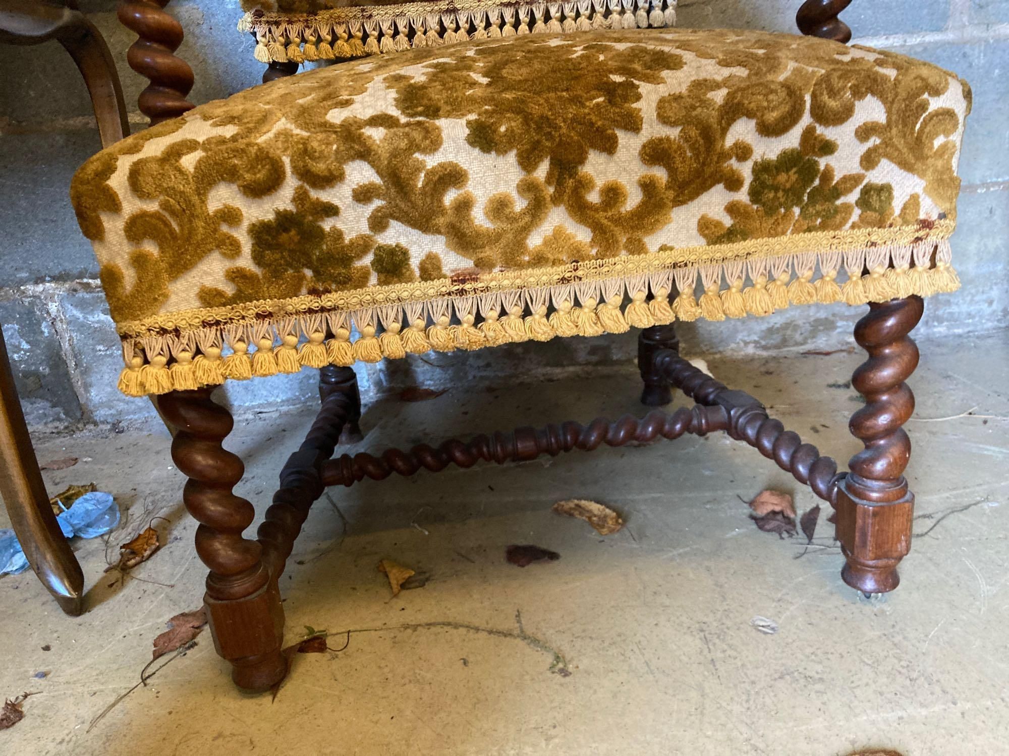 A late Victorian Carolean revival walnut elbow chair